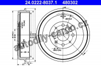 Brzdový buben ATE 24.0222-8037 (AT 480302) - FIAT