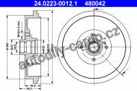 Brzdový buben ATE 24.0223-0012 (AT 480042) - VW