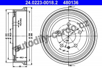 Brzdový buben ATE 24.0223-0018 (AT 480136) - OPEL