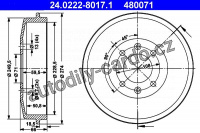 Brzdový buben ATE 24.0222-8017 (AT 480071) - CITROËN, PEUGEOT