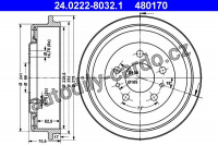 Brzdový buben ATE 24.0222-8032 (AT 480170) - RENAULT