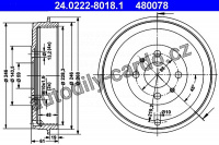 Brzdový buben ATE 24.0222-8018 (AT 480078) - ALFA ROMEO, FIAT