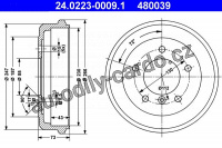 Brzdový buben ATE 24.0223-0009 (AT 480039) - MERCEDES-BENZ