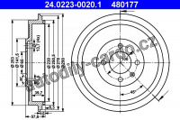 Brzdový buben ATE 24.0223-0020 (AT 480177) - SEAT, VW