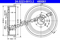 Brzdový buben ATE 24.0223-0013 (AT 480061) - OPEL