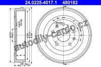 Brzdový buben ATE 24.0225-4017 (AT 480182) - LAND ROVER