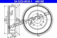 Brzdový buben ATE 24.0222-8035 (AT 480188) - FORD