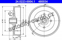 Brzdový buben ATE 24.0223-0004 (AT 480034) - PORSCHE