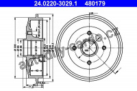 Brzdový buben ATE 24.0220-3029 (AT 480179) - CITROËN, PEUGEOT