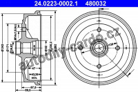 Brzdový buben ATE 24.0223-0002 (AT 480032) - VW