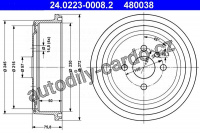 Brzdový buben ATE 24.0223-0008 (AT 480038) - OPEL