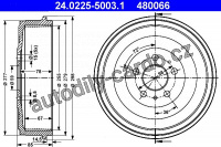 Brzdový buben ATE 24.0225-5003 (AT 480066) - CITROËN, FIAT, PEUGEOT