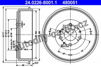 Brzdový buben ATE 24.0226-8001 (AT 480051) - VW