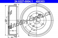 Brzdový buben ATE 24.0227-0004 - TOYOTA