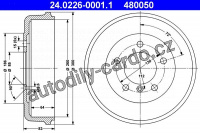Brzdový buben ATE 24.0226-0001 (AT 480050) - MERCEDES-BENZ