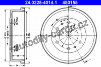 Brzdový buben ATE 24.0225-4014 (AT 480155) - FORD, NISSAN