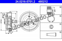 Brzdový buben ATE 24.0216-5701 (AT 480212) - CITROËN, PEUGEOT