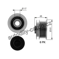 Alternátorová volnoběžka (předstihová spojka) GATES (GT OAP7087) - AUDI